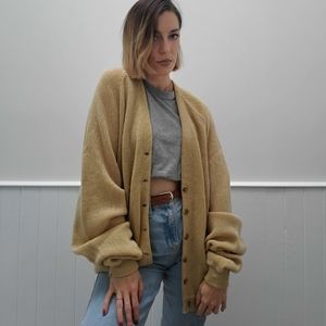 VINTAGE Tan Fine Wool Cardigan